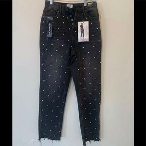 NEW Simple Society Super Highrise Straight Leg Dark Wash Bling Denim 1/25, 5/27